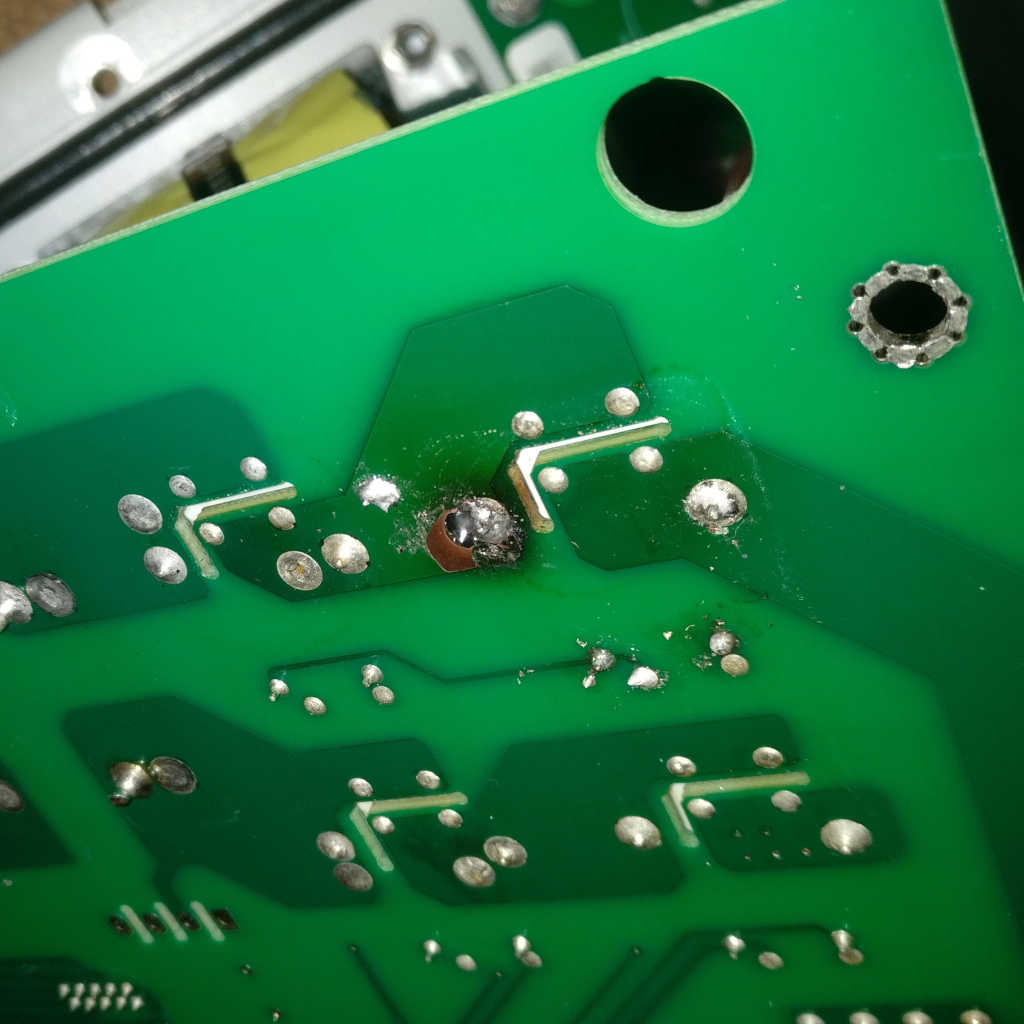 Circuit board from Solis solar inverter with failed AC relay